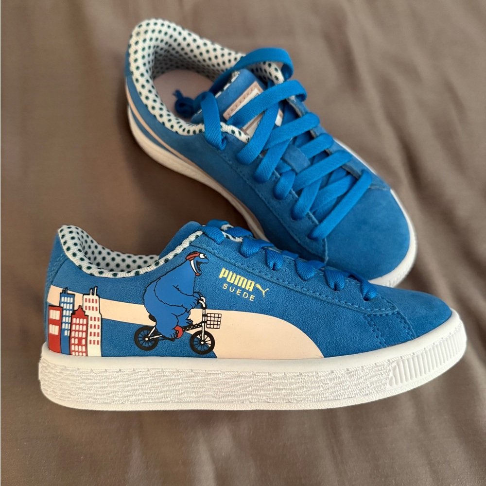Puma Sesame Street Suede Blue Sneakers with Cookie Monster